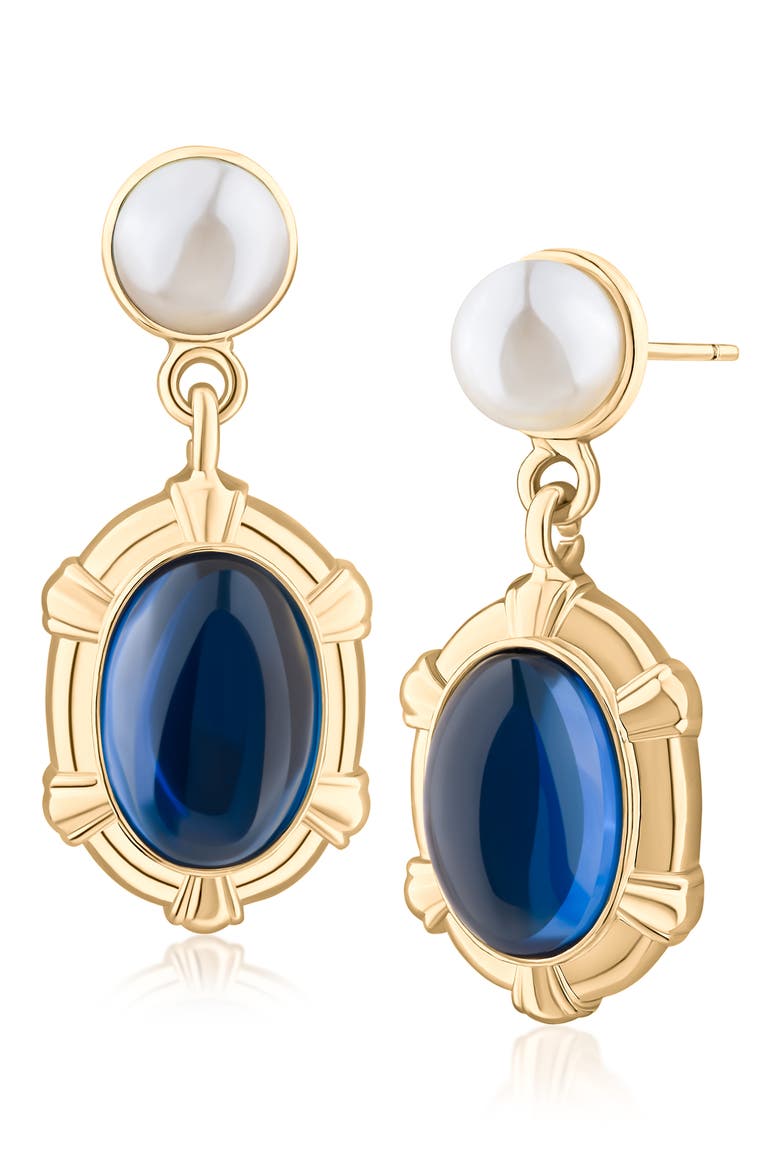 Royal Oval Drop Earrings (Nordstrom Exclusive), Main, color, BLUE/ GOLD