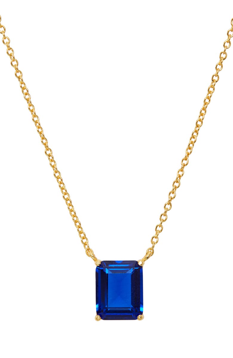 SAVVY CIE JEWELS Vermeil Emerald Cut CZ Birth Stone Box Cut Necklace, Main, color, Sapphire - September
