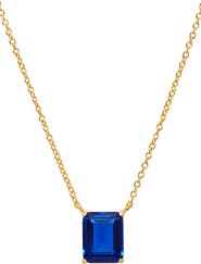 SAVVY CIE JEWELS Vermeil Emerald Cut CZ Birth Stone Box Cut Necklace