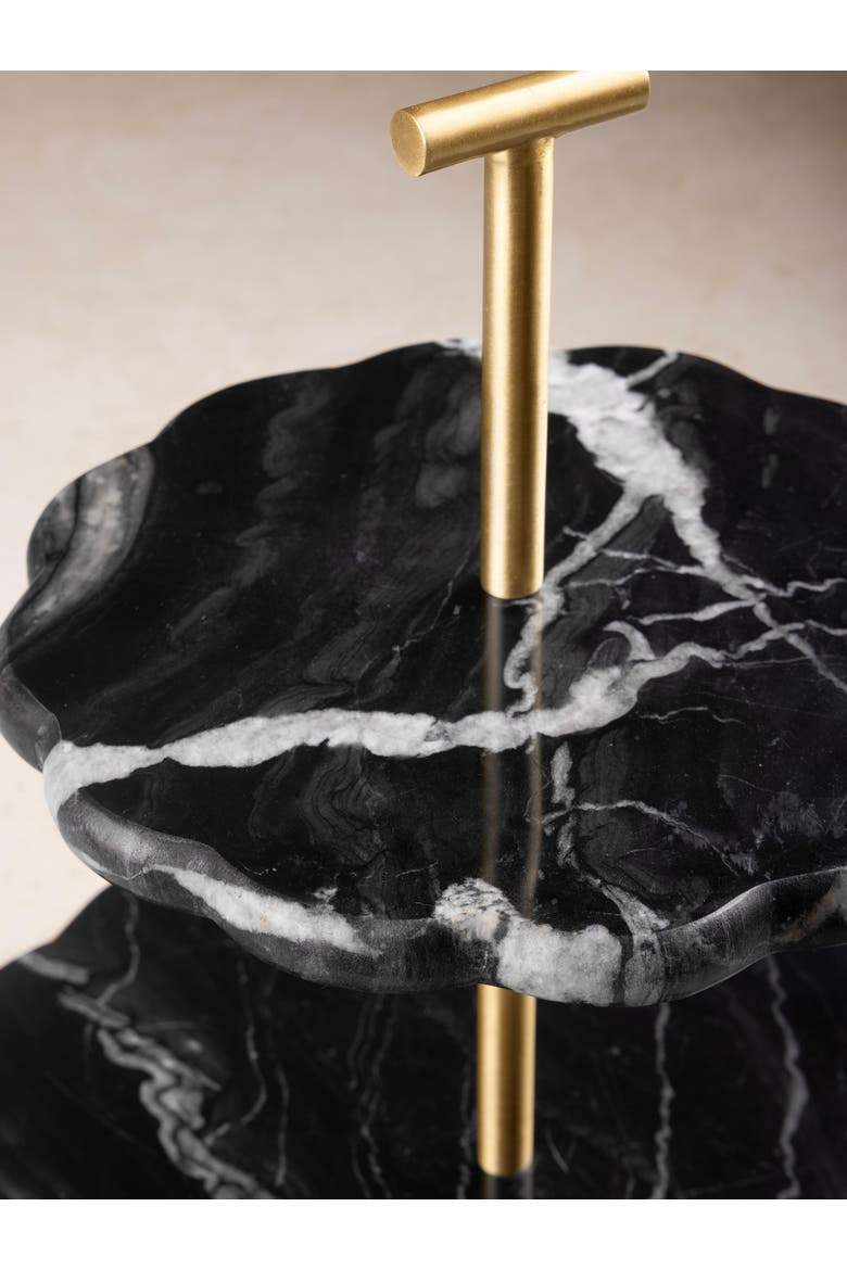 Concorde Black Marble Two-Tier Cake Stand, Alternate, color, Black