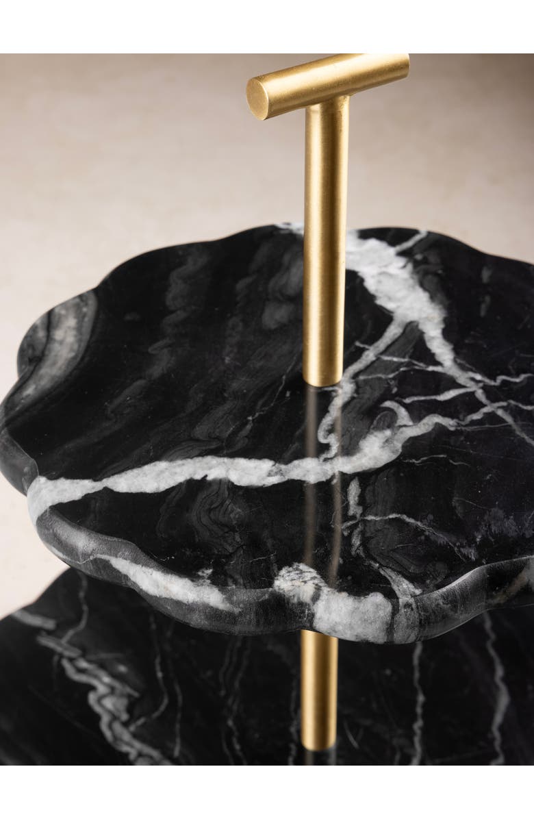 GAURI KOHLI Concorde Black Marble Two-Tier Cake Stand, Alternate, color, Black