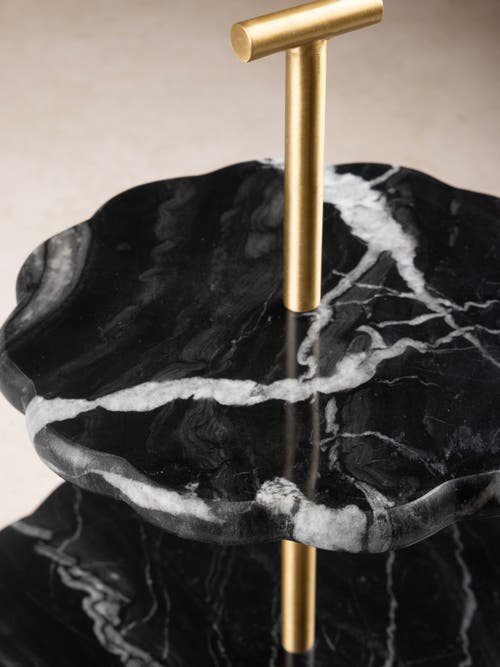 Gauri Kohli Concorde Black Marble Two-tier Cake Stand In Black