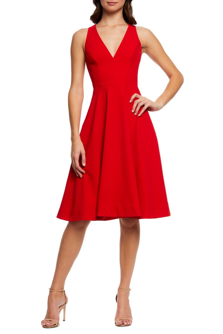 Catalina Fit & Flare Cocktail Dress, Main, color, ROUGE