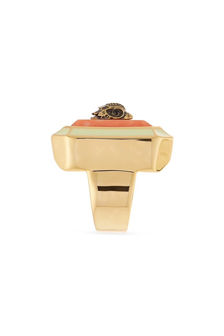 Emerald Cut Turquoise Eagle Cocktail Ring, Alternate, color, ORANGE