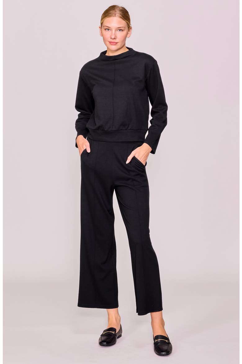 Knit Pintuck Ankle Pants, Alternate, color, BLACK