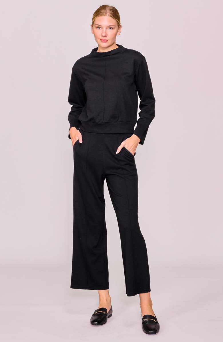 MELLODAY Knit Pintuck Ankle Pants, Alternate, color, Black