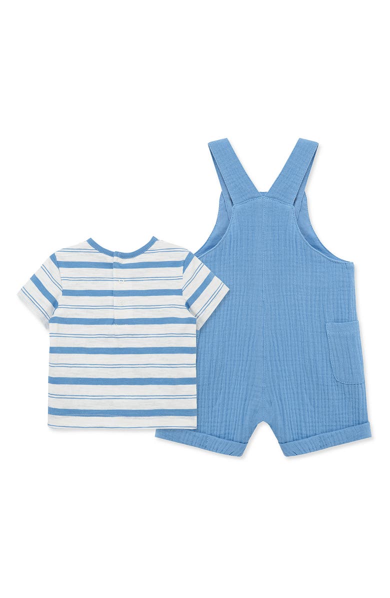 Little Me Stripe T-Shirt & Shortall Set, Alternate, color, Blue