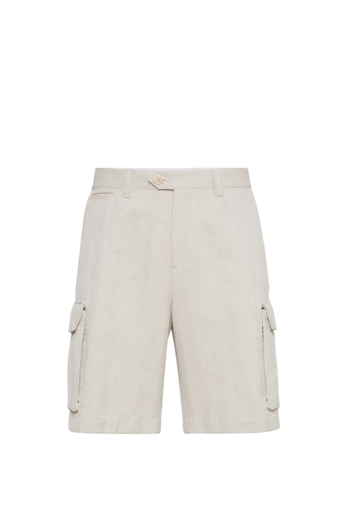 Brunello Cucinelli Cargo Bermuda In Cool Beige
