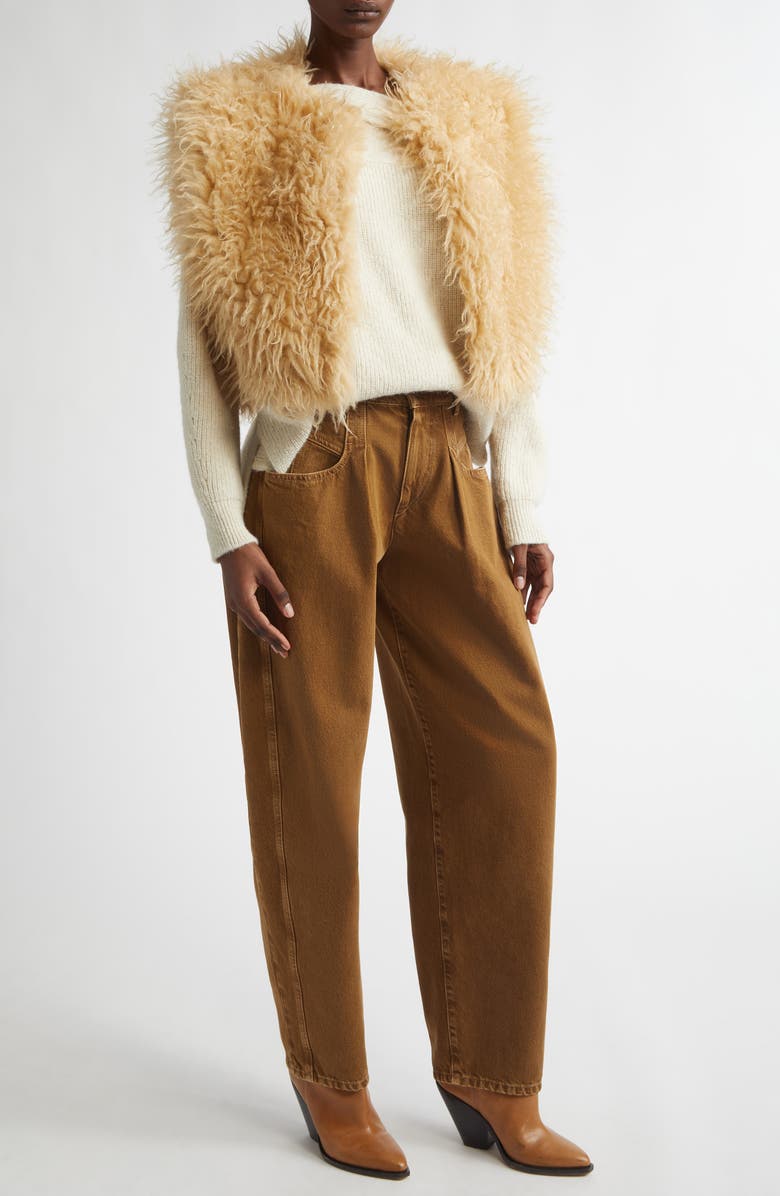 Isabel Marant Lisha Pleated Barrel Leg Jeans, Alternate, color, Bronze