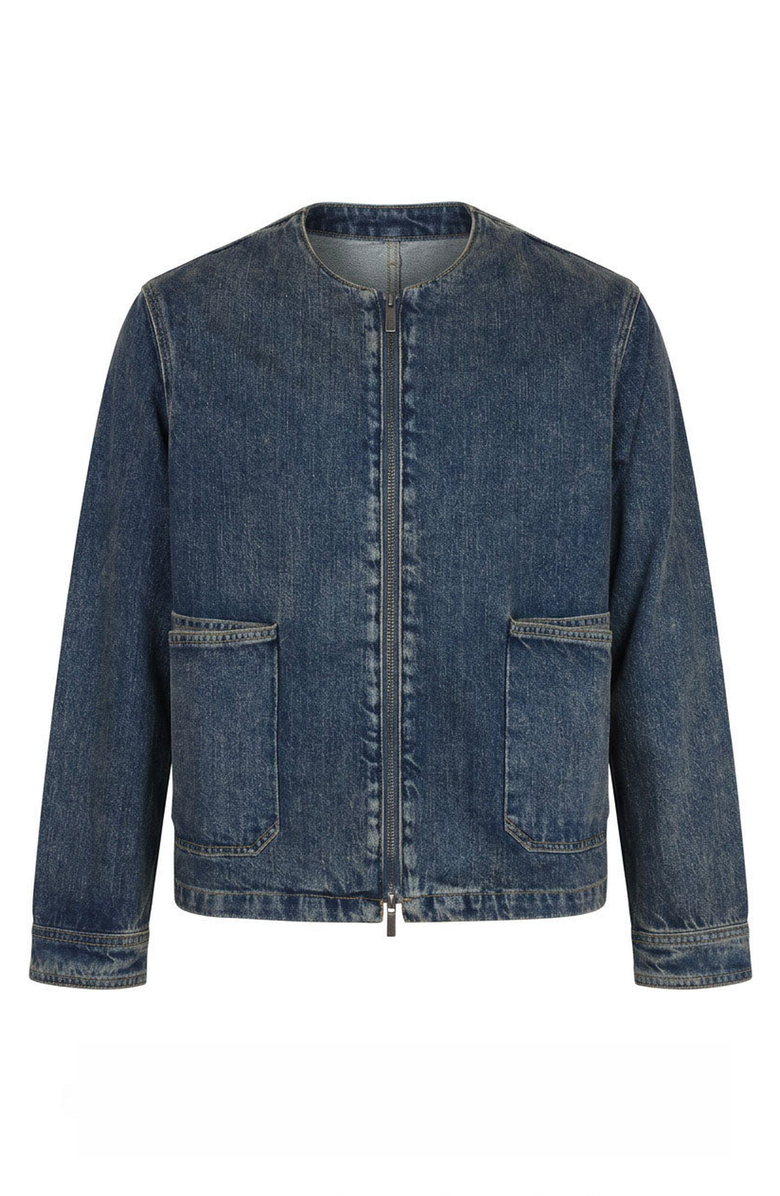 Modenaire Denim Zip Front Patch Pocket Jacket, Alternate, color, Medium Blue