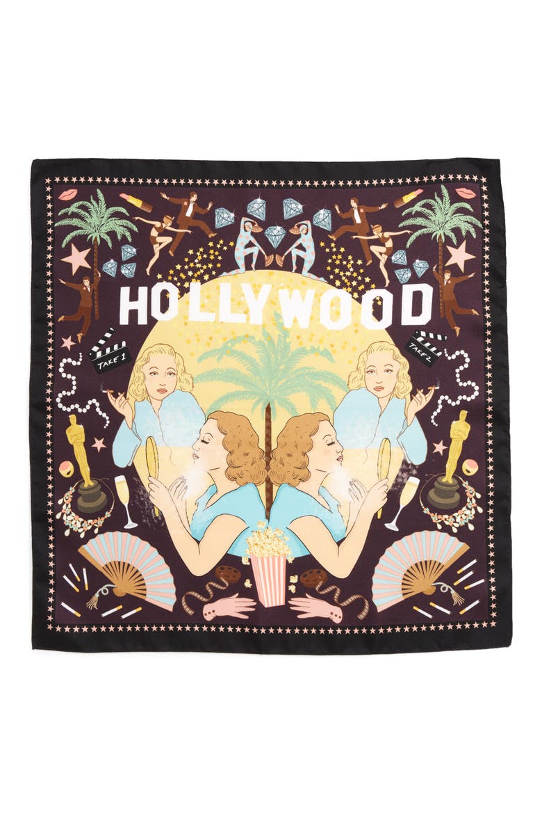 Hollywood Silk Square Scarf, Alternate, color, MIDNIGHT