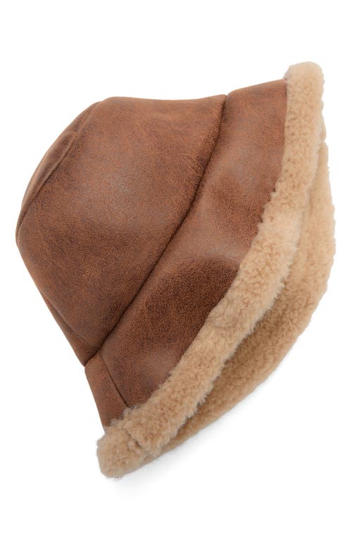 Mango Faux Shearling Bucket Hat In Brown