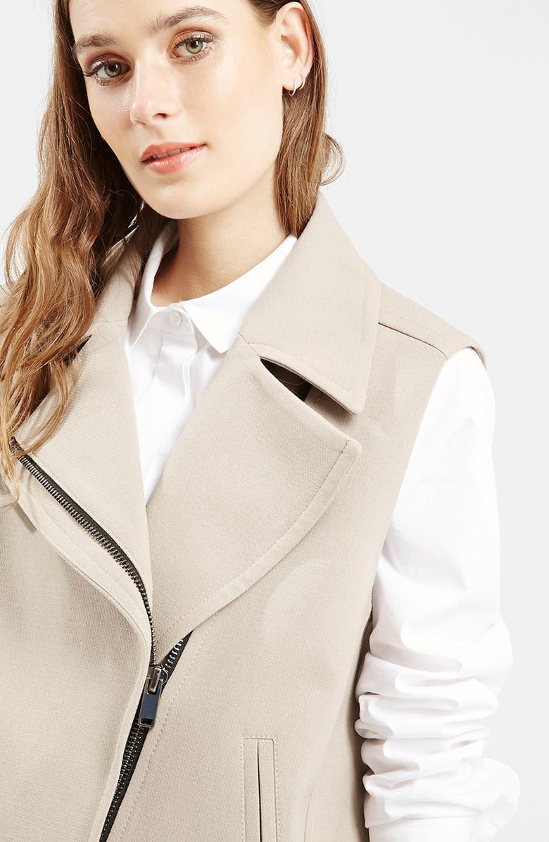 Topshop Belted Biker Vest, Alternate, color,