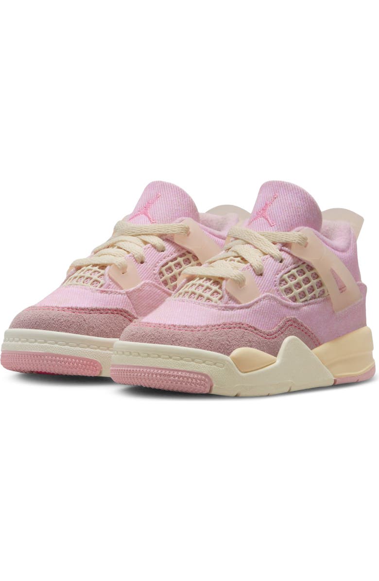 Jordan Kids' Jordan 4 Retro Basketball Sneaker, Alternate, color, Pearl Pink/ Iced Carmine