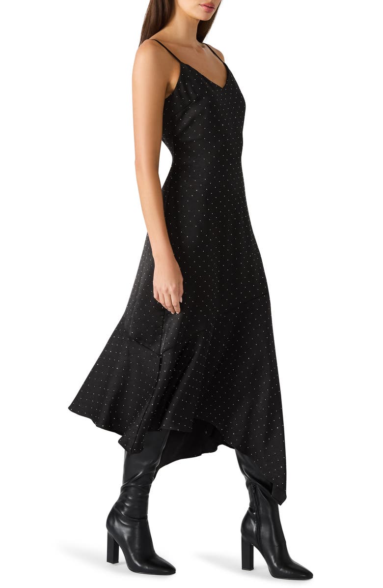 Steve Madden Lucille Asymmetric Slipdress, Alternate, color, Black