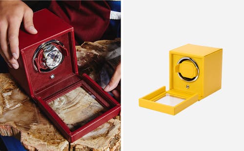 Wolf Cub Single Watch Winder With Cover In Yellow