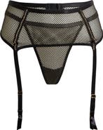 Coquette Shimmery Fishnet Thong & Garter Belt Set