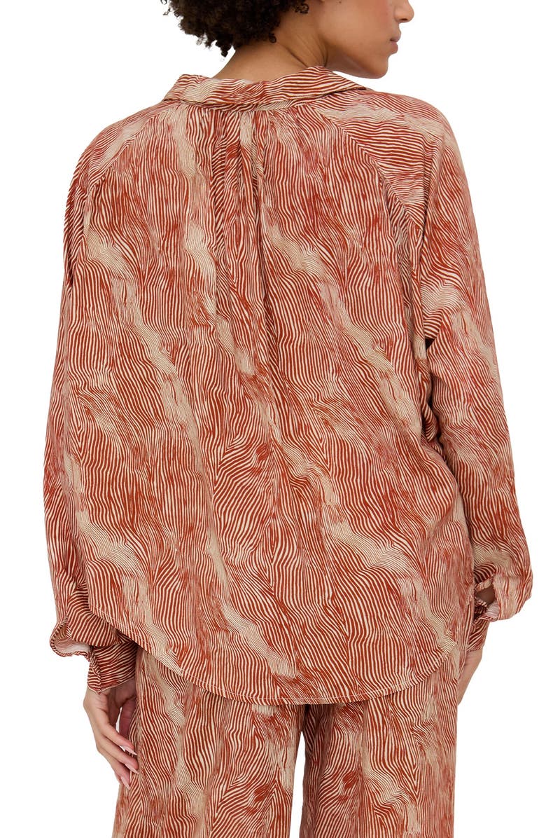 Raffya Ginger Button Down Tiger Print Shirt, Alternate, color, Orange