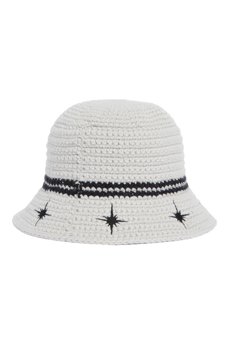 Embroidered Knit Bucket Hat, Alternate, color, HEATHER GREY