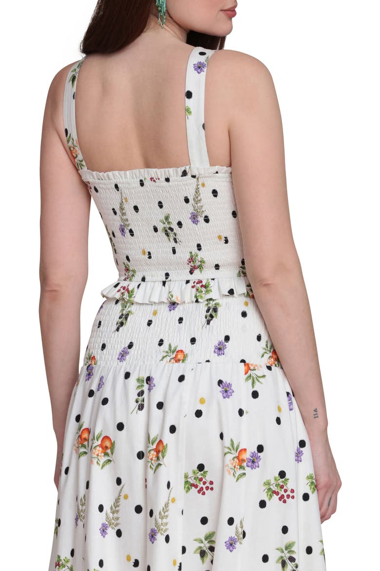Flower & Polka Dot Smocked Tank, Alternate, color, CREAM SCATTERED BOTANICAL