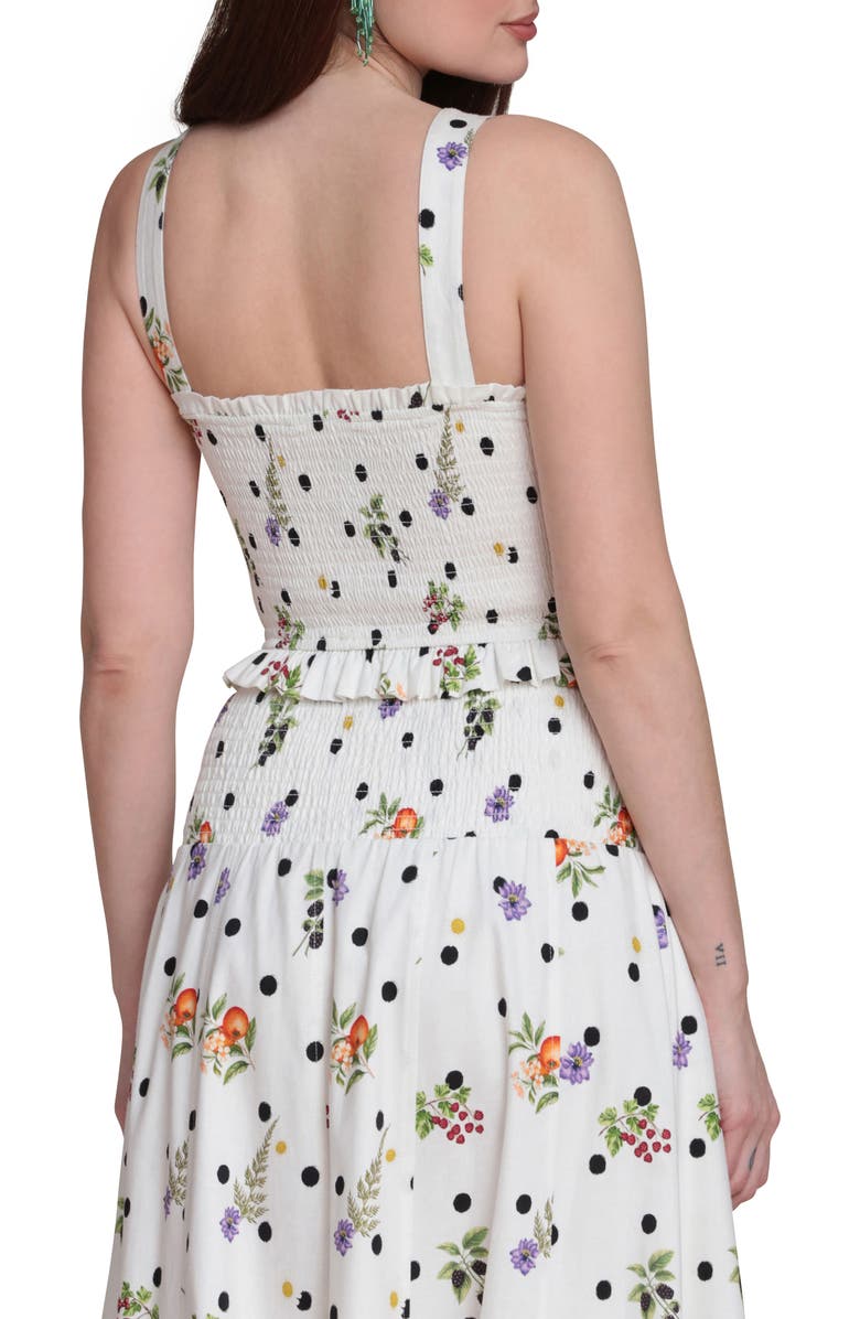 Avec Les Filles Flower & Polka Dot Smocked Tank, Alternate, color, Cream Scattered Botanical