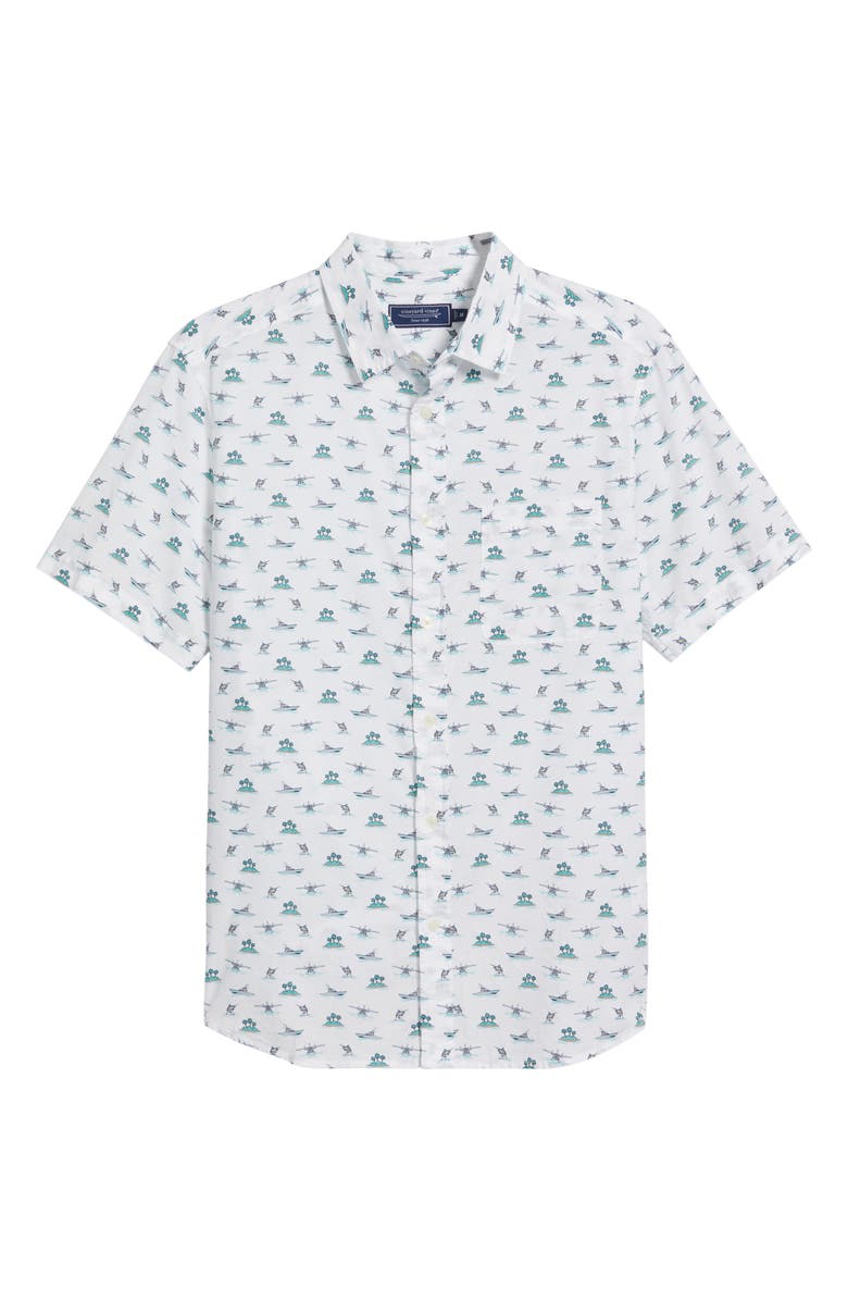 vineyard vines Island Hopping Short Sleeve Cotton Button-Up Shirt, Alternate, color, 