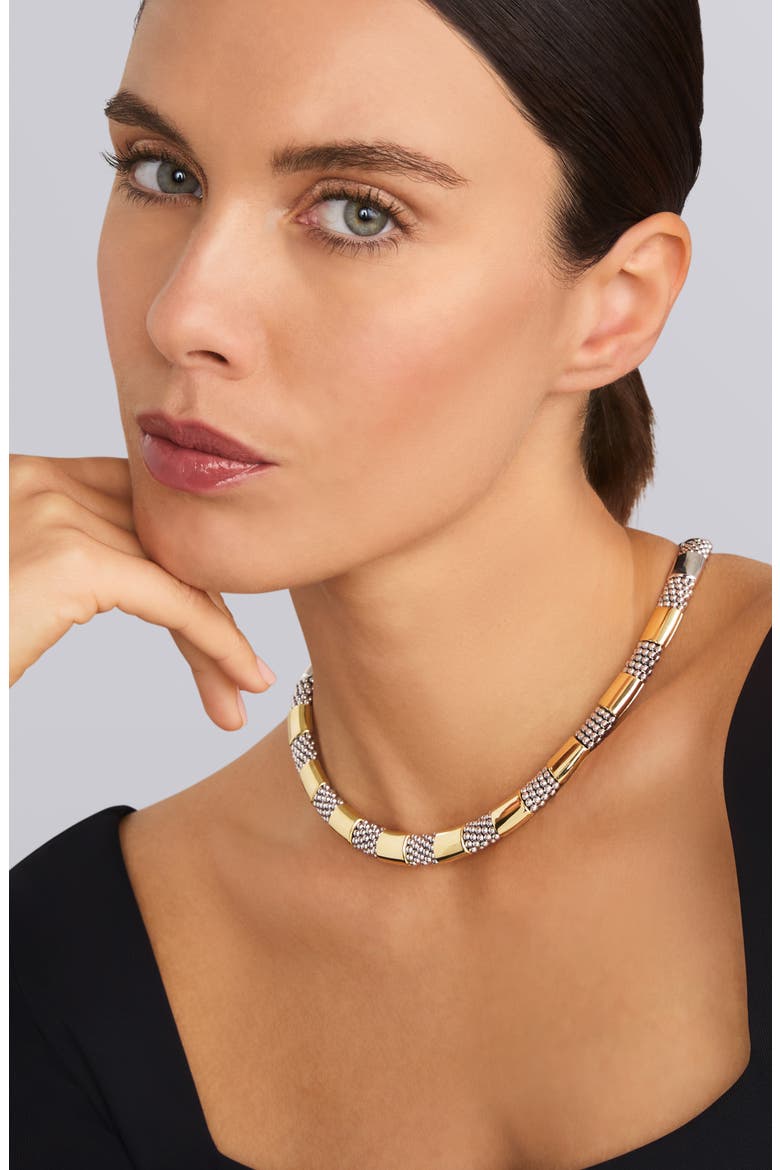 Signature Caviar High Bar Rope Collar Necklace, Alternate, color, SILVER/ GOLD