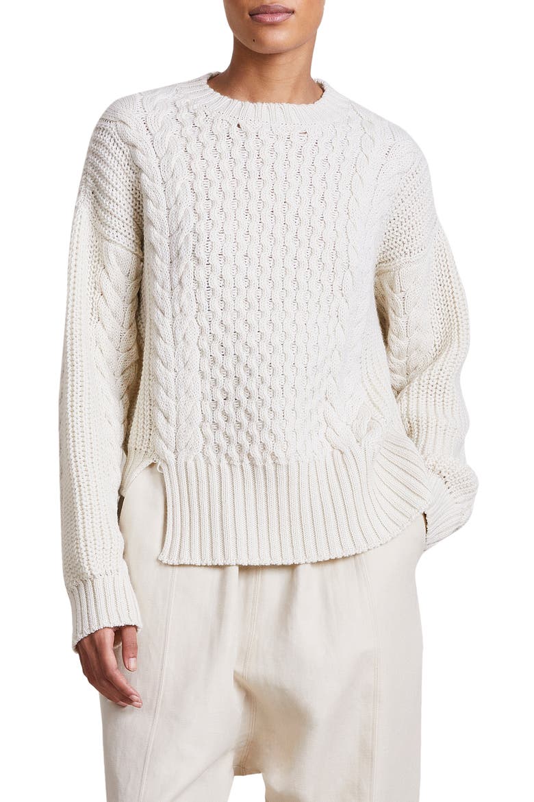 Nuevo Anni Merino Wool Fisherman Sweater, Main, color, CREAM