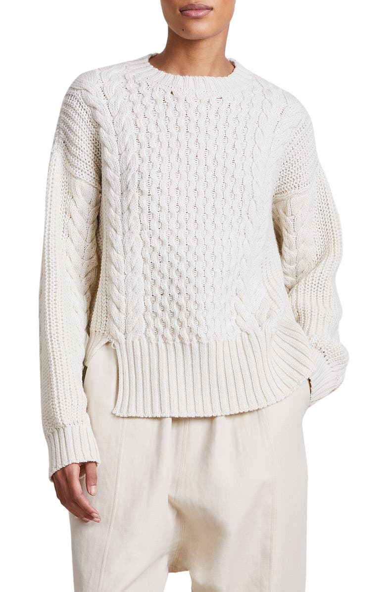 Apiece Apart Nuevo Anni Merino Wool Fisherman Sweater, Main, color, 