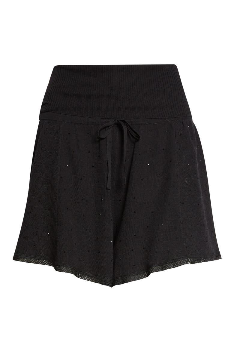 Girly Crystal Rib Waist Shorts, Alternate, color, BLACK