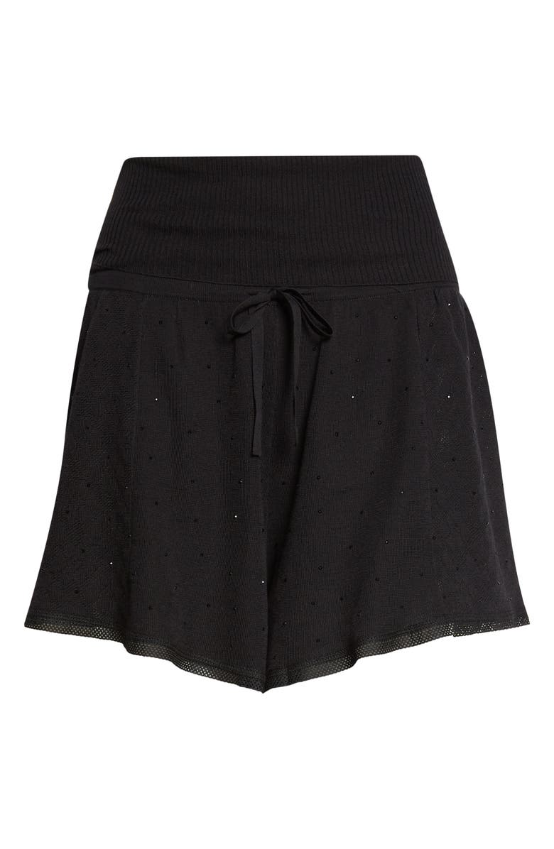 Area Girly Crystal Rib Waist Shorts, Main, color, Black