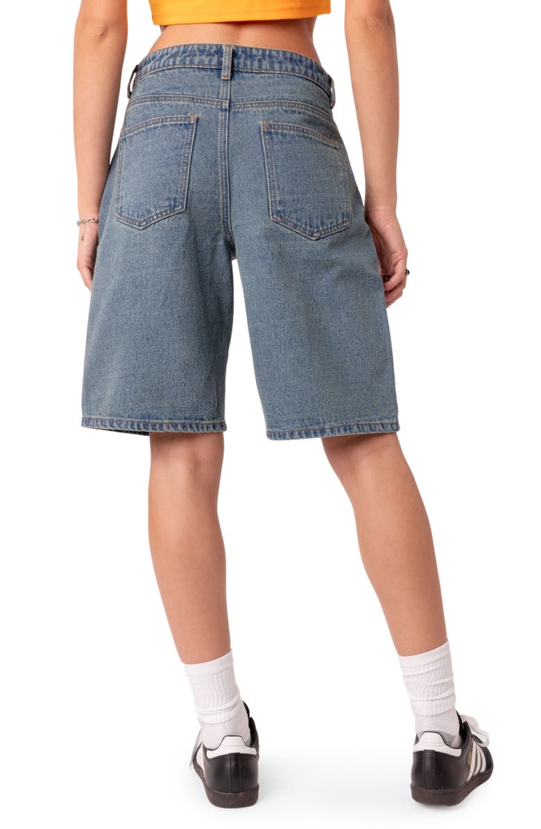 EDIKTED Oversize Low Rise Denim Bermuda Shorts, Alternate, color, Blue-Washed