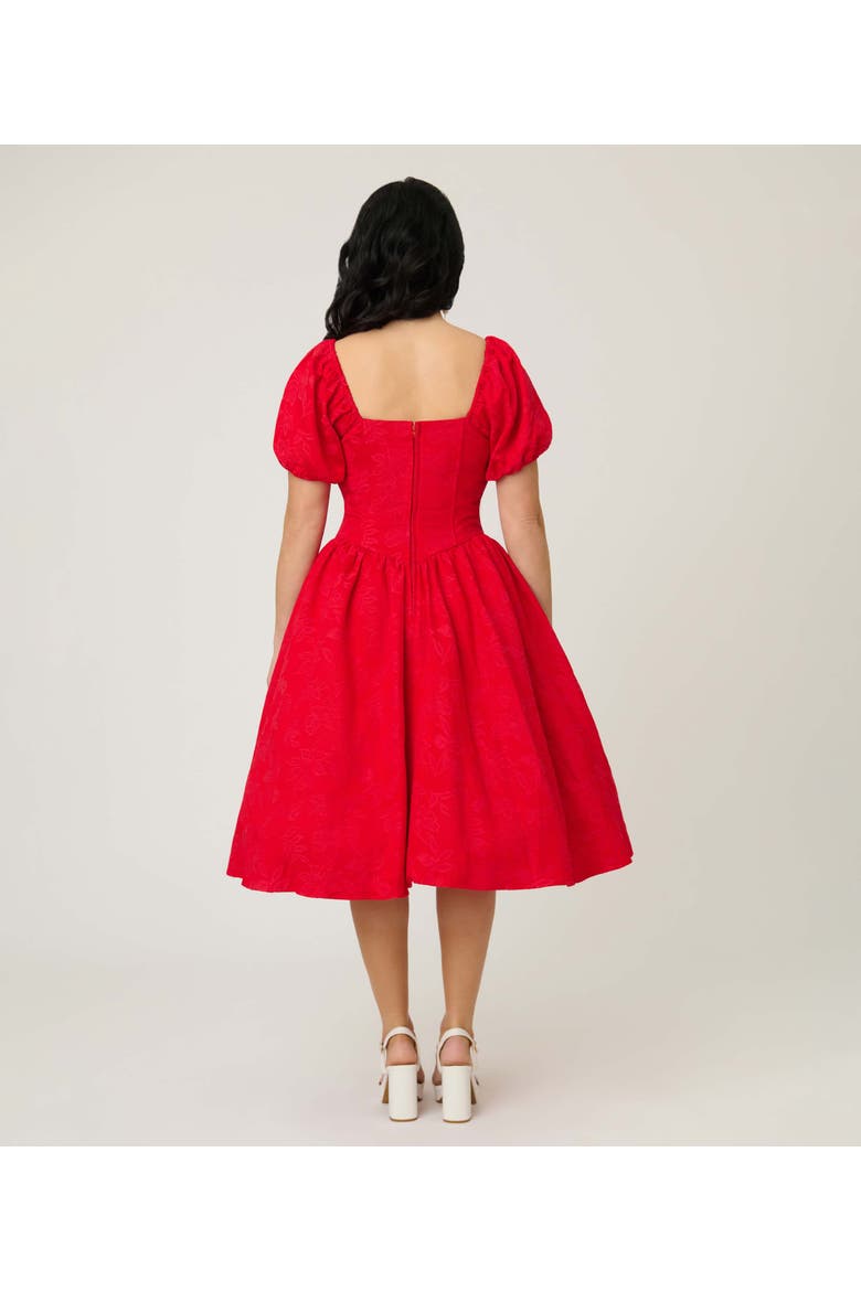 Puff Sleeve Swing Dress, Alternate, color, Red Floral Print
