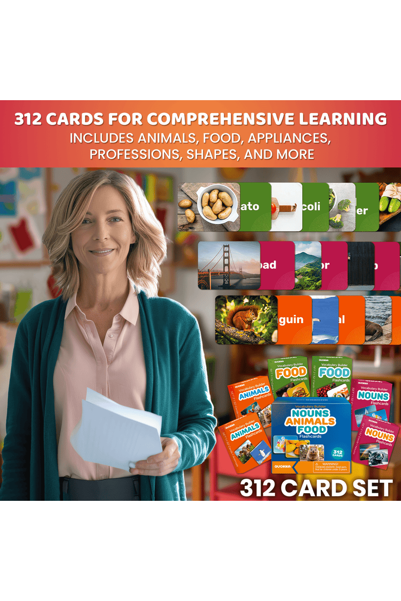 Kids Flash Cards High Contrast & Vocabulary, Alternate, color, Animal, food, nouns