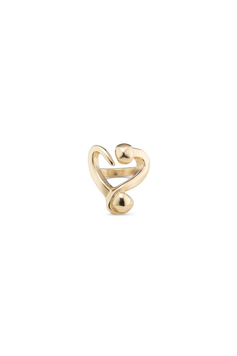 18K Gold-Plated Open Ring with a Nailed Heart Design, Alternate, color, Gold