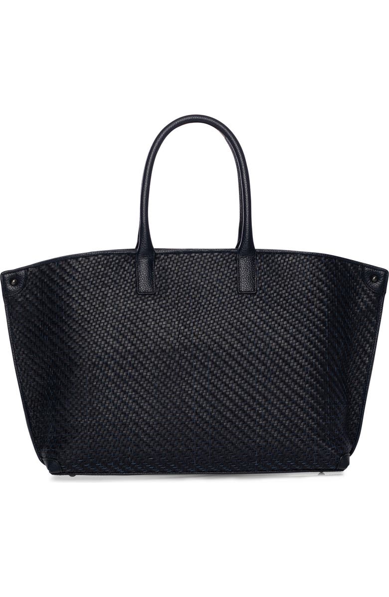 Akris Small AI Woven Plaid Calfskin Leather Tote, Alternate, color,