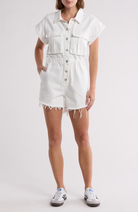 Denim Raw Hem Romper