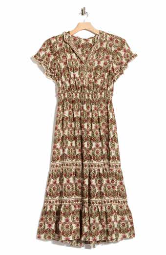 Flutter Sleeve Tiered Maxi Dress