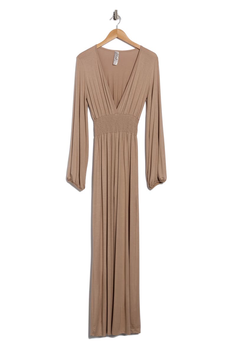 Long Sleeve Maxi Dress, Alternate, color, ALMOND PONTE