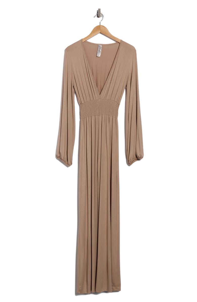 GO COUTURE Long Sleeve Maxi Dress, Alternate, color, Almond Ponte