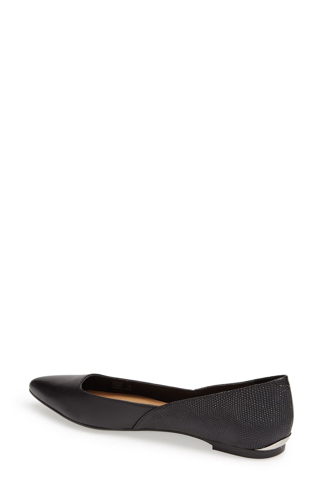 'Galice' Pointy Toe Leather Ballet Flat, Alternate, color, BLACK/ BLACK