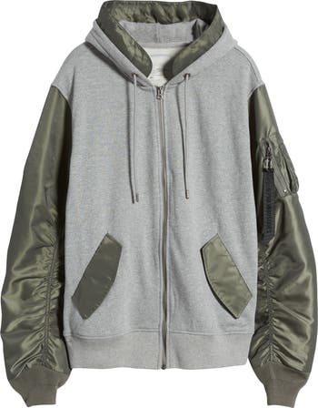 Alpha Industries MA-1 Contrast Sleeve Zip Front Hoodie Alpha Industries MA-1 Contrast Sleeve Zip Front Hoodie