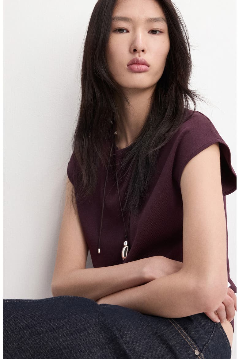 Short Sleeve Sweater, Alternate, color, BURGUNDY