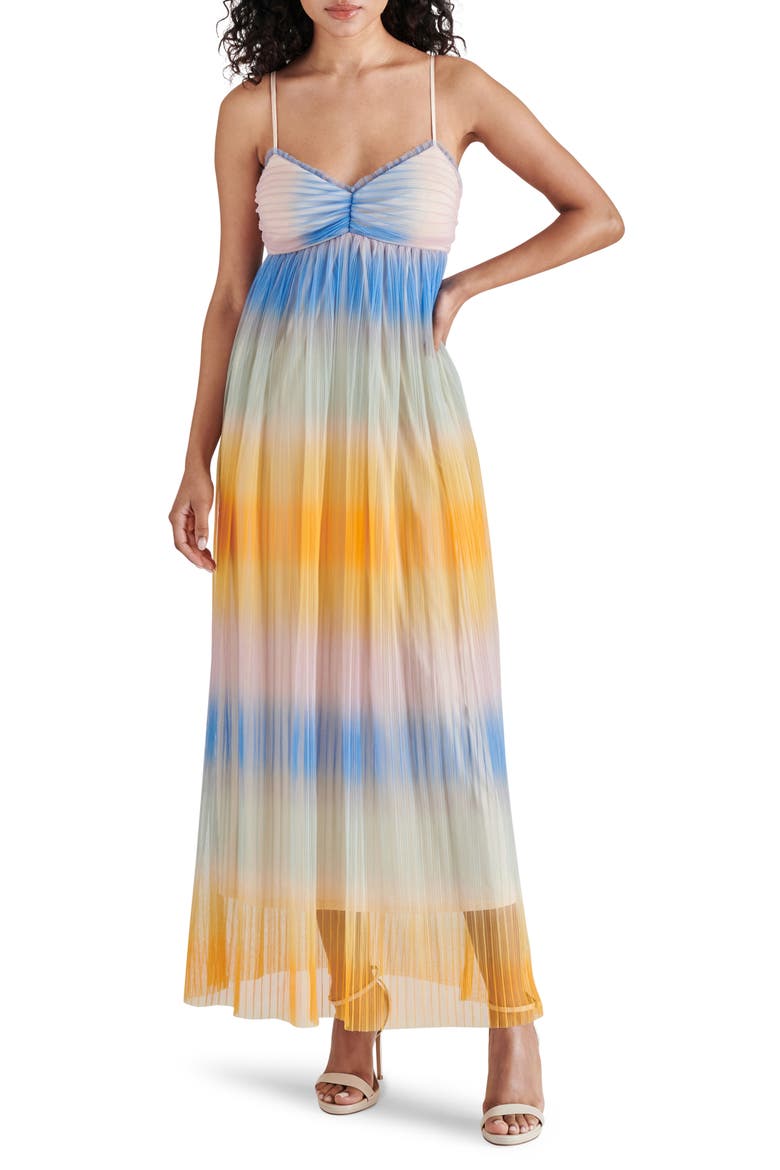Aja Ombré Stripe Maxi Dress, Main, color, SUNSET