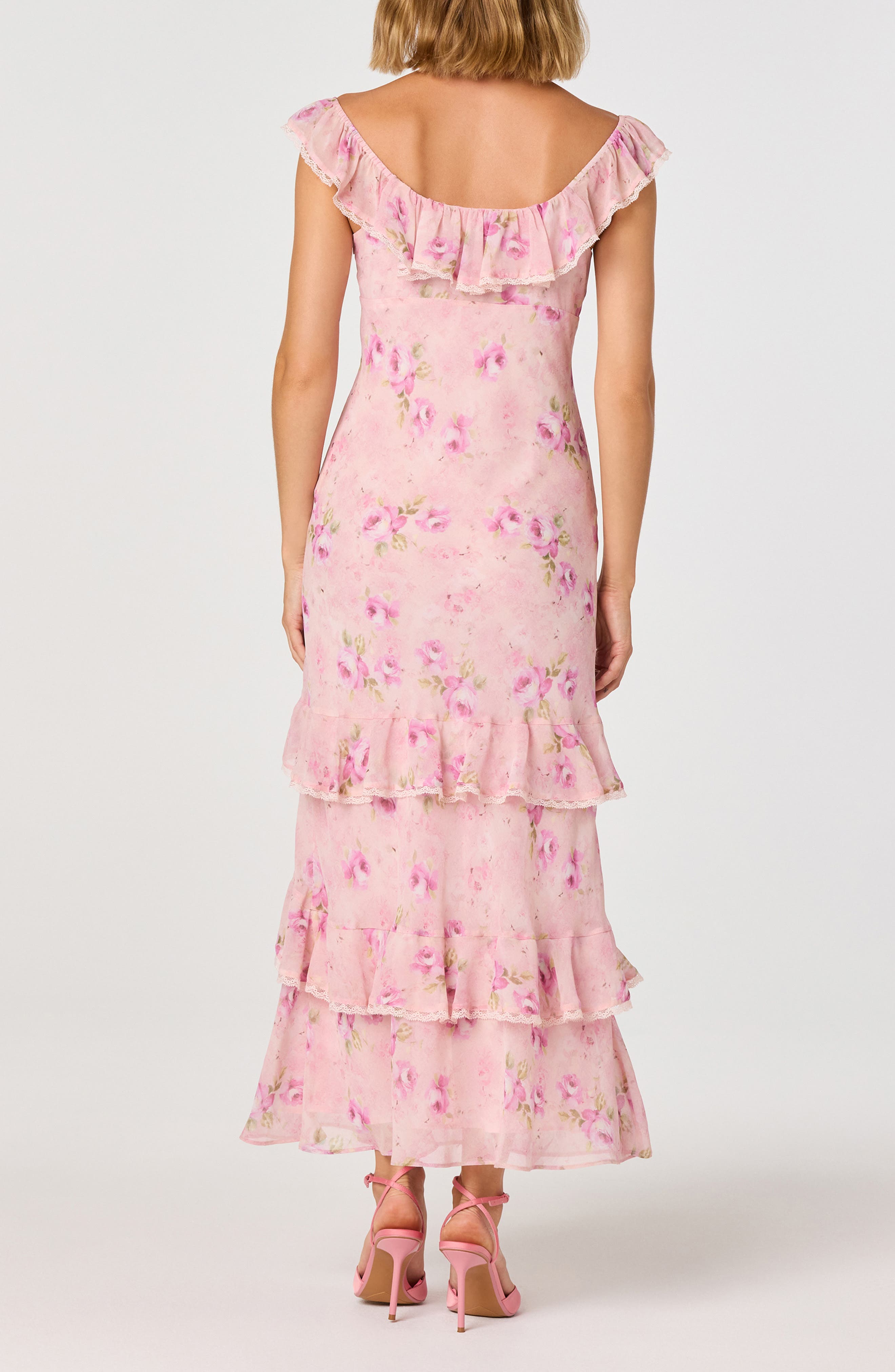 ASTR the Label Laisha Floral Ruffle Trim Midi Dress (Women) | Nordstromrack