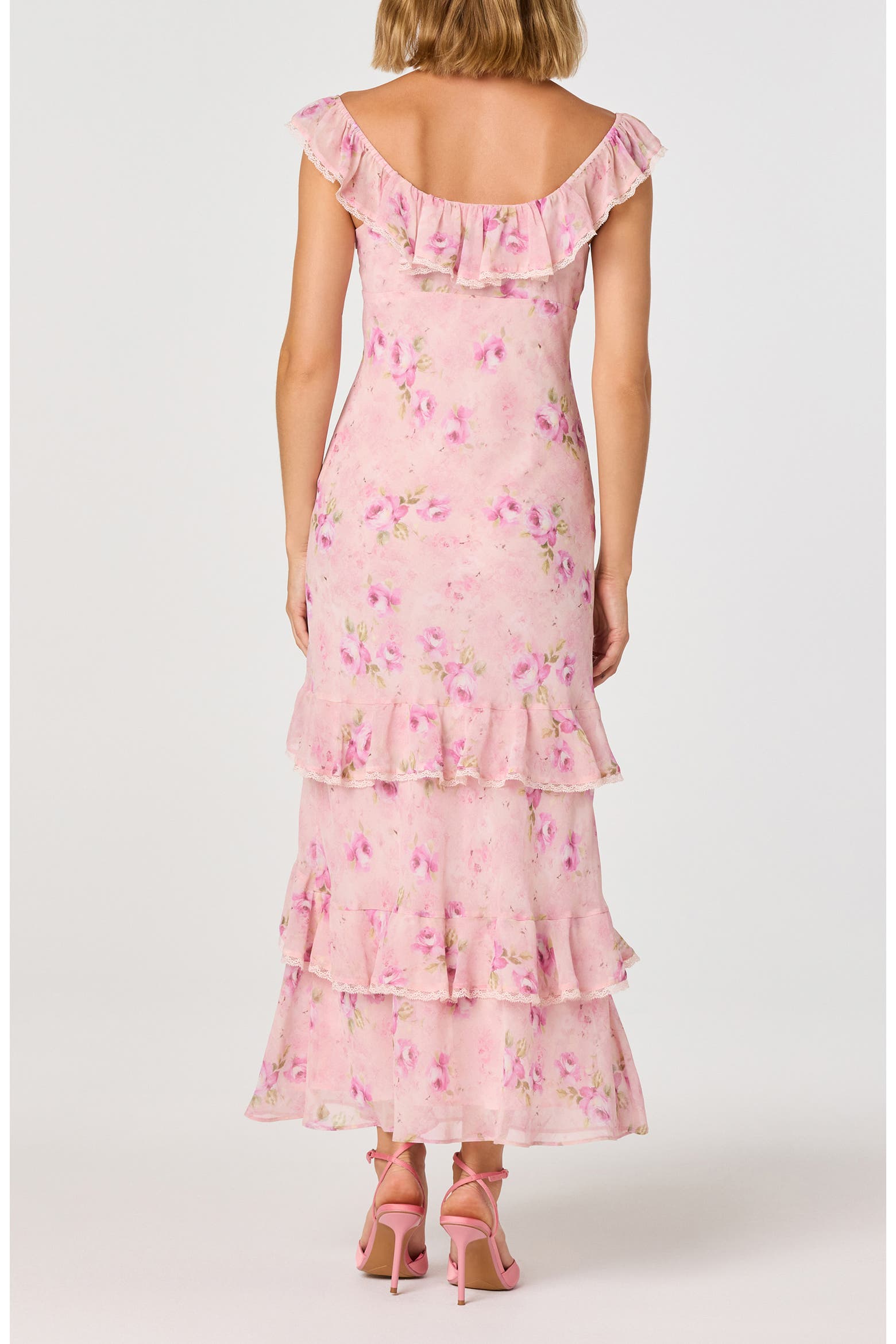 ASTR the Label Laisha Floral Ruffle Trim Midi Dress (Women) | Nordstromrack