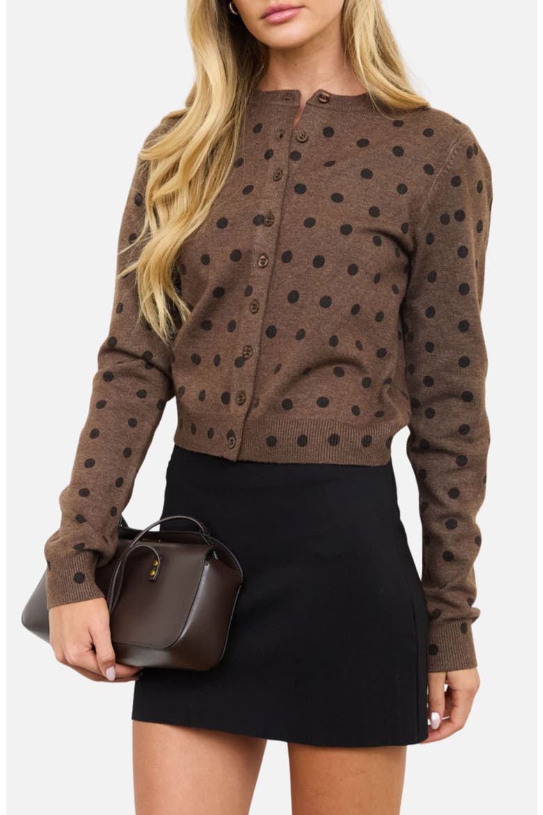 Polka Dot Cardigan, Main, color, CHOCOLATE BROWN