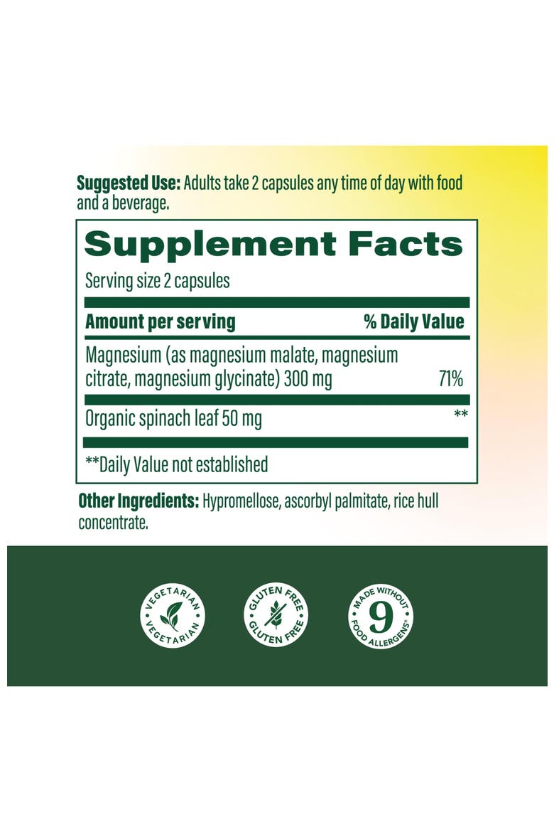 Magnesium 300mg with Magnesium Glycinate, Citrate & Malate, Vegetarian, 60 Capsules, Alternate, color, None