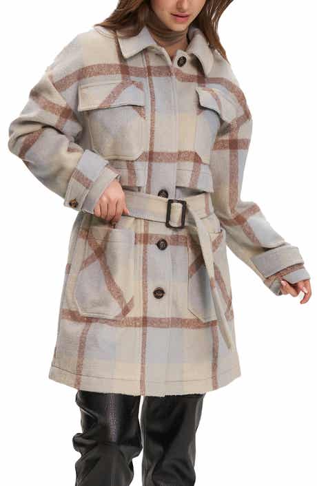 Noize Esly Plaid Belted Brushed Coat