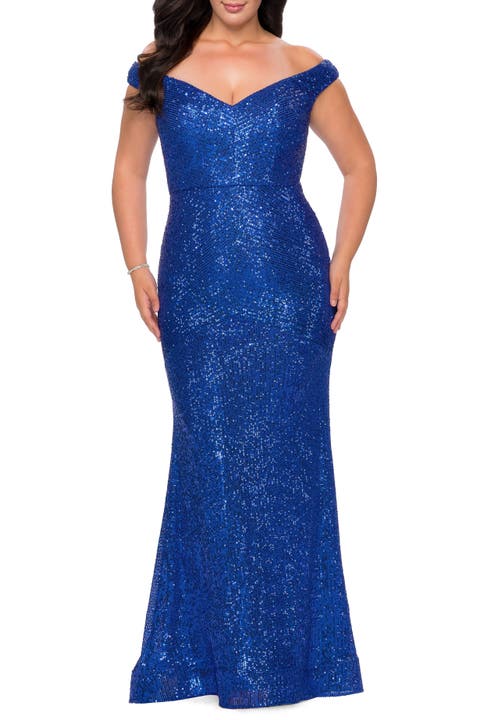 Sequin Off The Shoulder Plus Size Dress